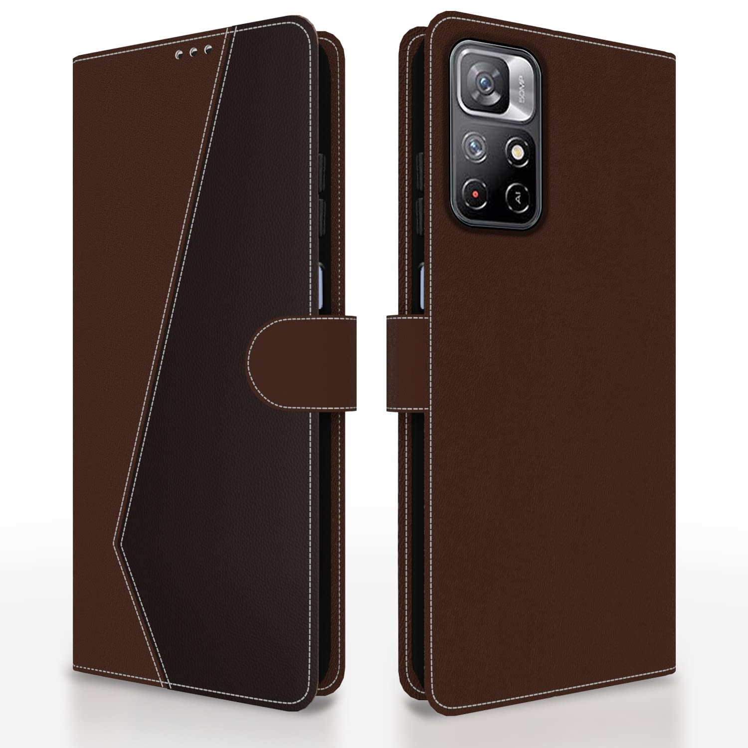Pikkme brown & coffee Magnetic flip cover for Redmi Note 11T/Poco M4 Pro 5G