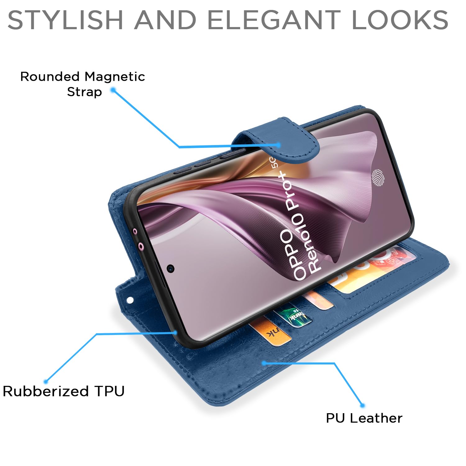 Blue flip cover for Oppo Reno 10 Pro Plus 5G – Pikkme – photo 3