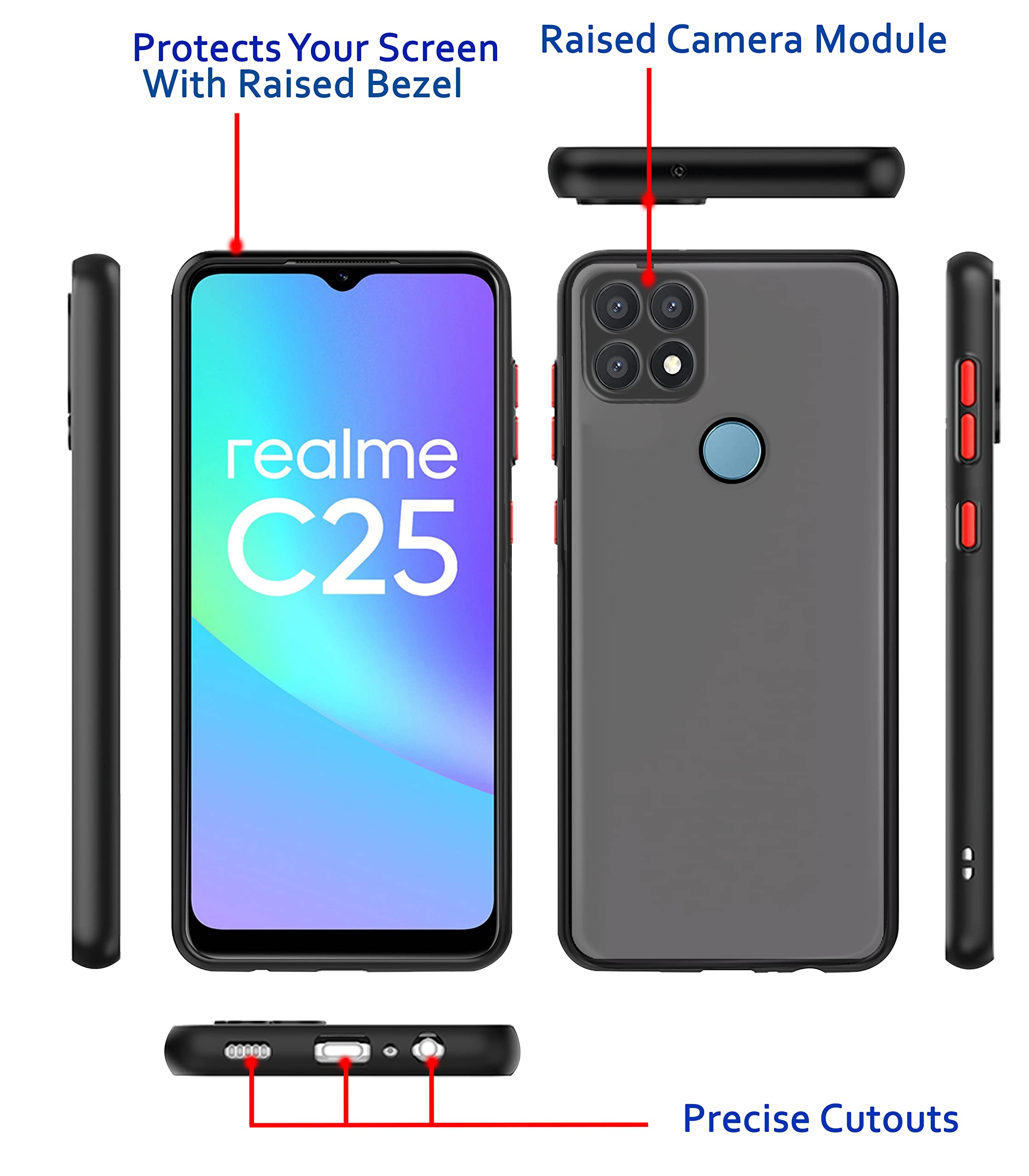 Realme Narzo 30A/20/C25s/C25/C12 back cover in black by Pikkme – photo 3