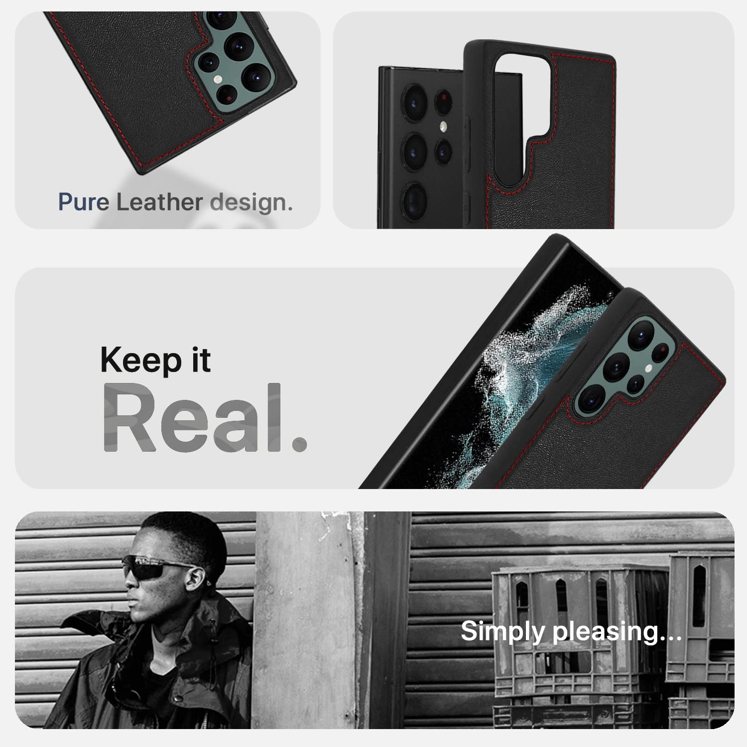 Pikkme black Leather mobile cover for Samsung S22 Ultra – photo 4
