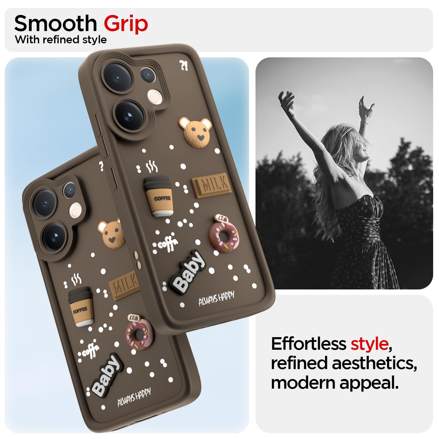 Pikkme Vivo V60 5G/T4 Pro 5G/3D Silicone brown back cover – photo 2