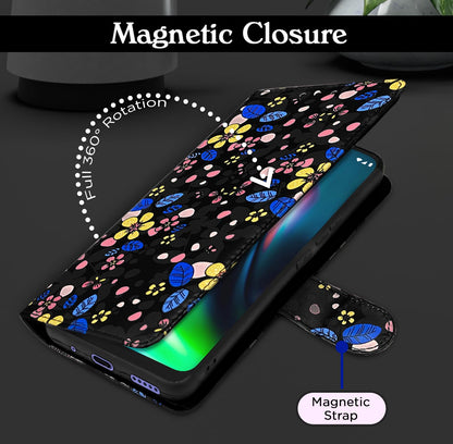 Pikkme black flower wallet flip cover for Moto G9 – photo 2