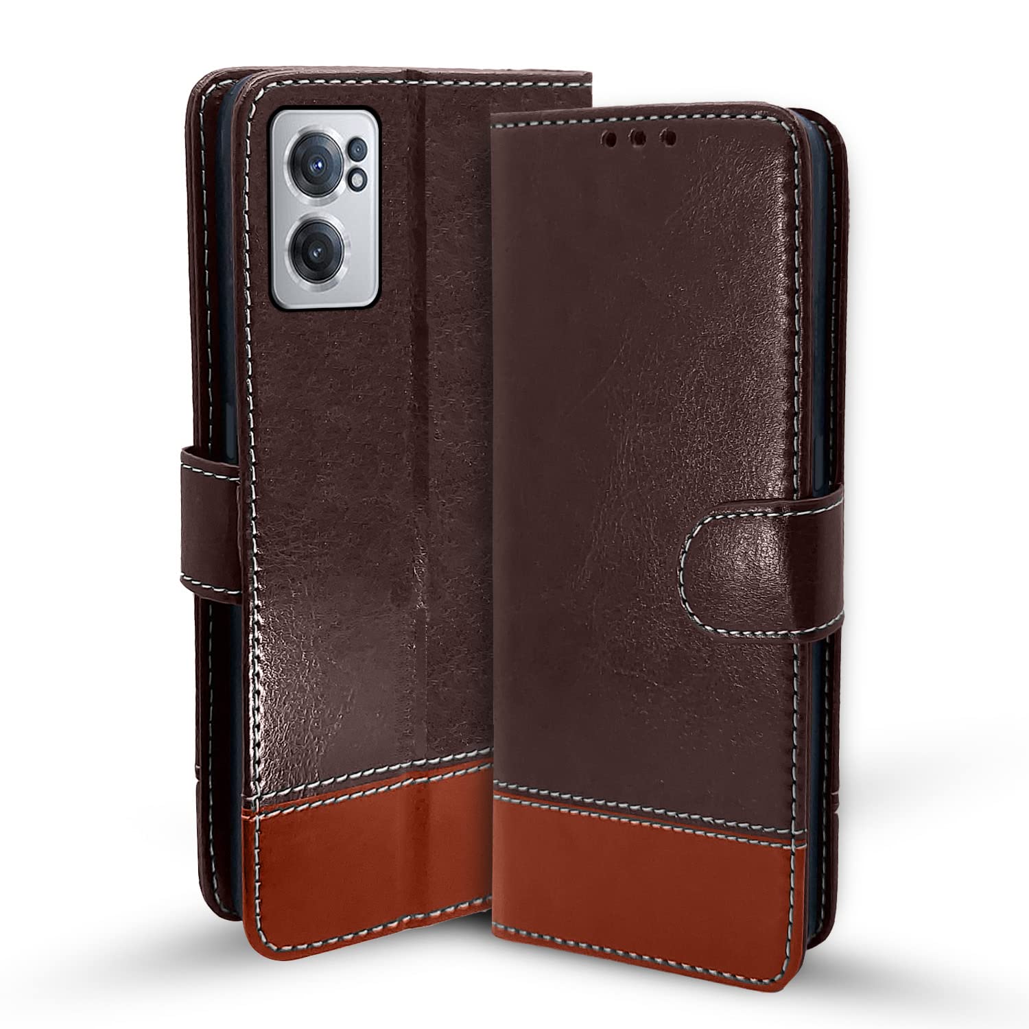 Pikkme coffee & brown wallet flip cover for OnePlus Nord CE 2 5G