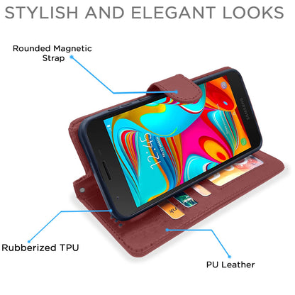 Pikkme Samsung A2 Core Magnetic brown wallet flip cover – photo 5