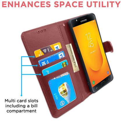 Samsung J7 Wallet flip case in brown by Pikkme – photo 3