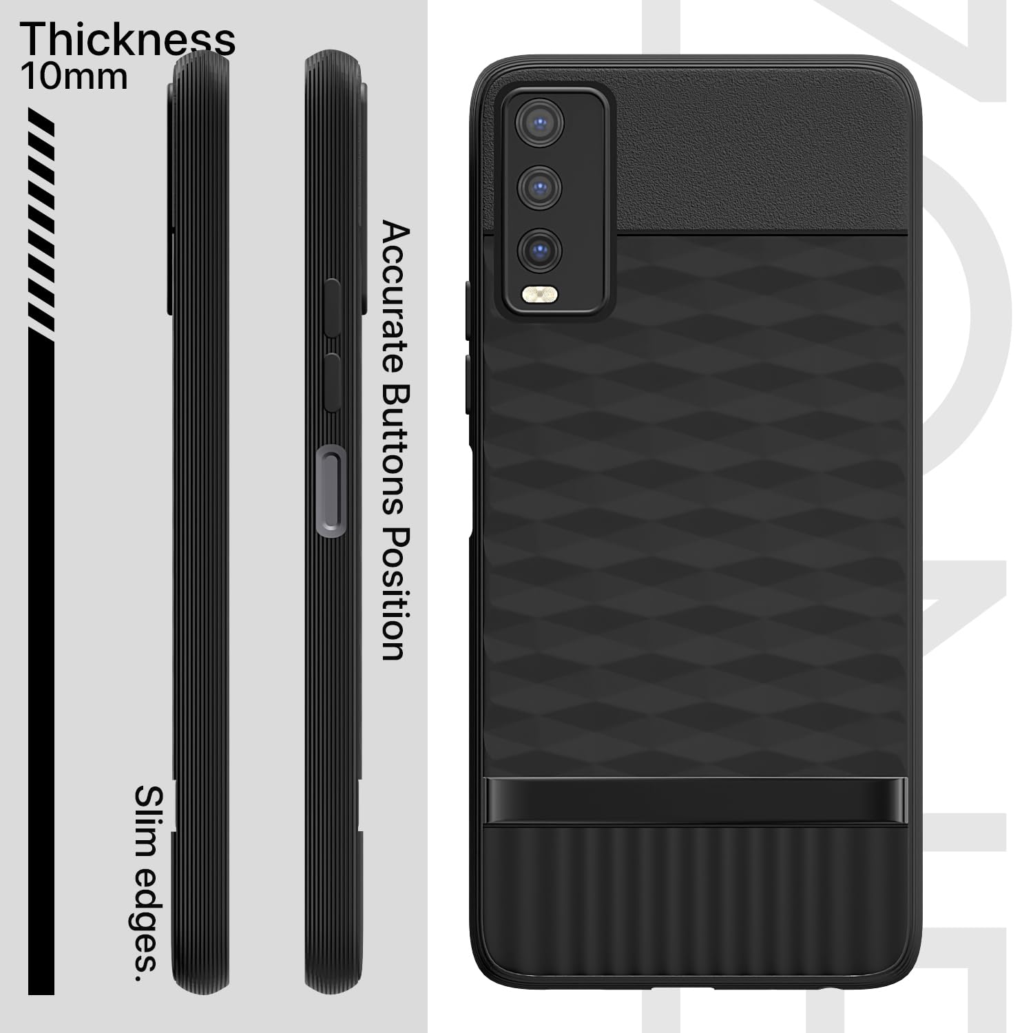 Pikkme Vivo Y12s / Y20 / Y20i / Y20G  Gencase Back Cover (Black)