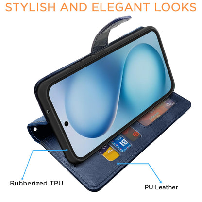 Vivo V60/T4 Pro 5G Magnetic flip cover in navy & light blue by Pikkme – photo 3
