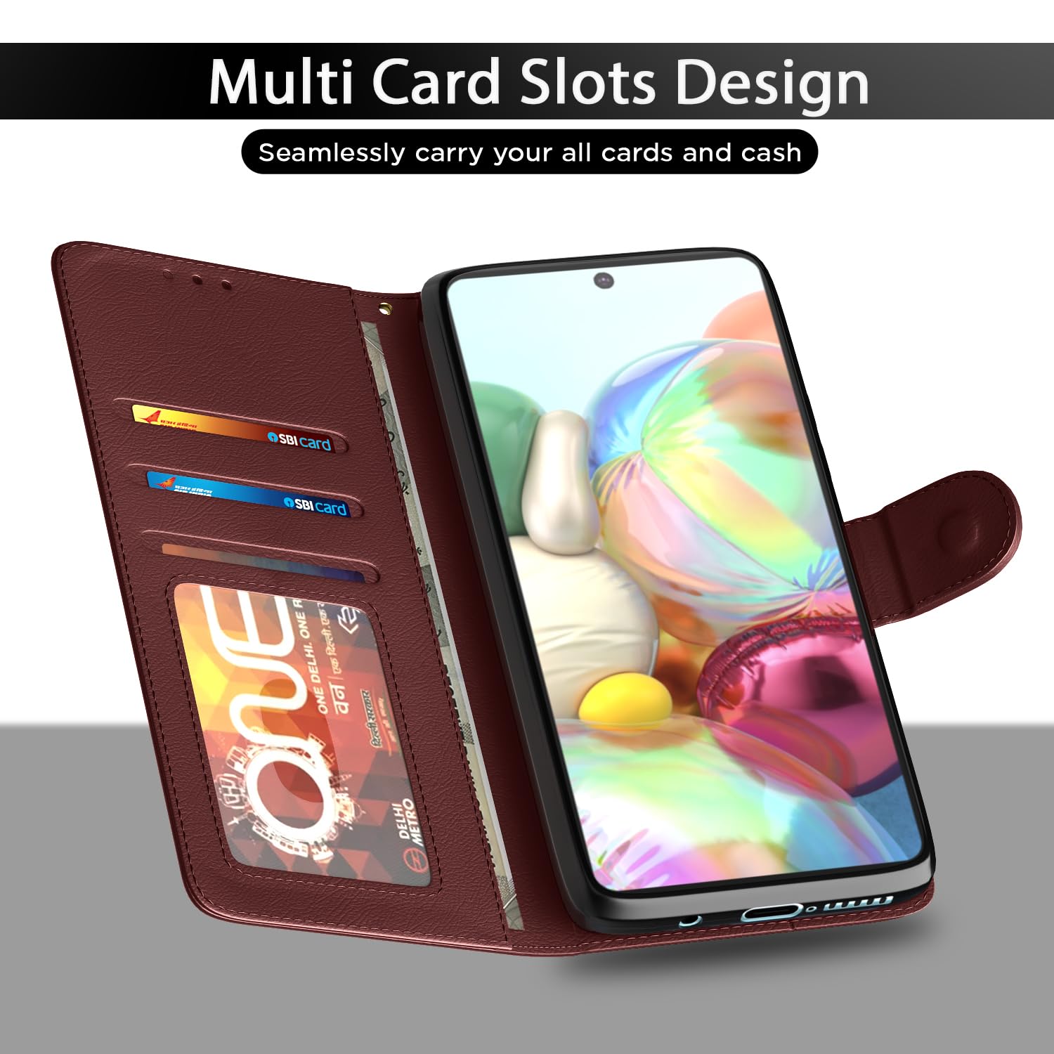 Pikkme brown Wallet wallet flip cover for Samsung A71 – photo 5