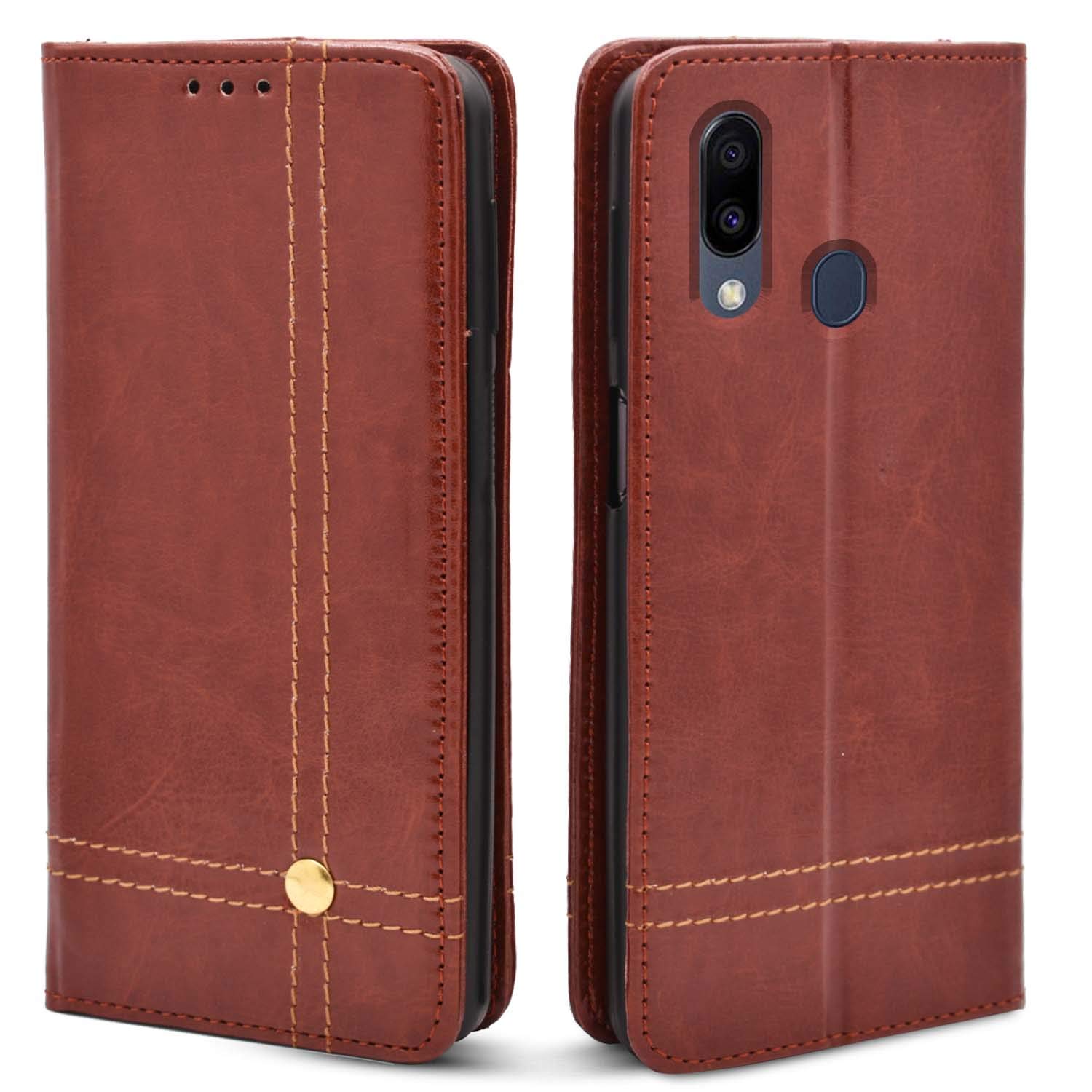 Pikkme Samsung Galaxy M20  Magnetic Flip Cover (Brown)