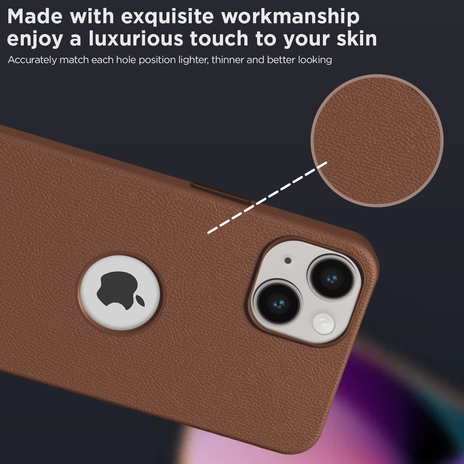 Pikkme umber Leather mobile back cover for iPhone 14 – photo 3