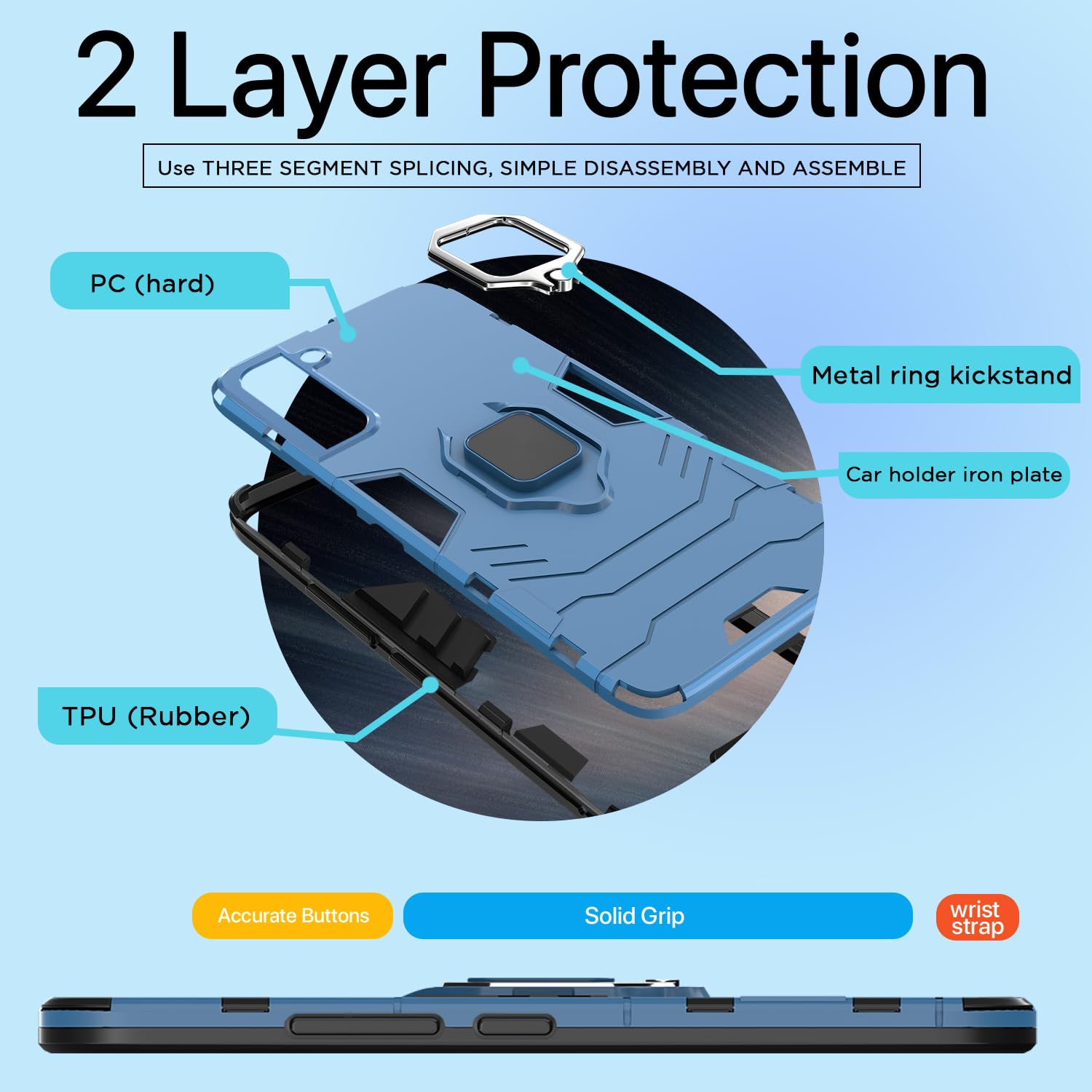Pikkme Samsung Galaxy S21 Fe 5G D5 Tough Armor Back Cover | Blue