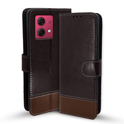 Moto G84 5G Magnetic flip cover in coffee & brown by Pikkme