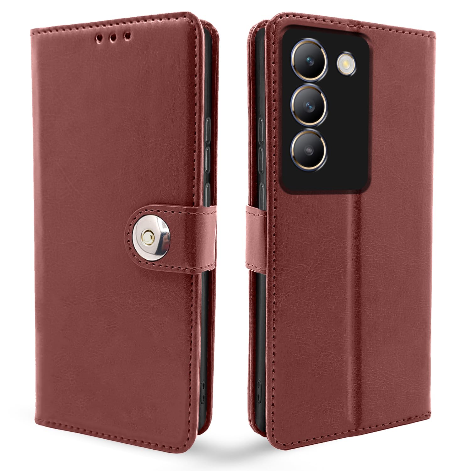 Pikkme Vivo T3/Y200e 5G Button brown flip case