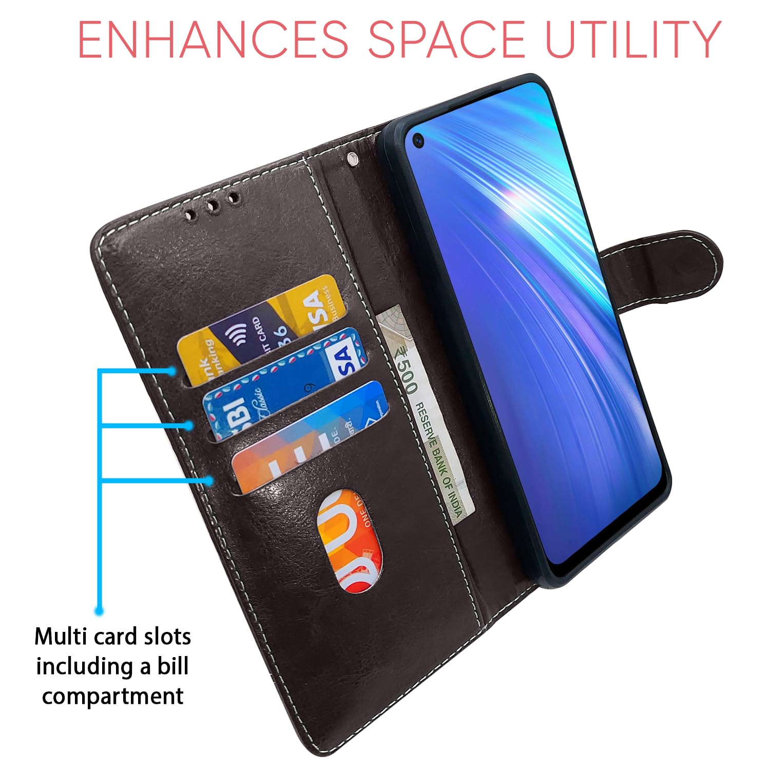 Realme 6/6i flip case in coffee & brown by Pikkme – photo 3