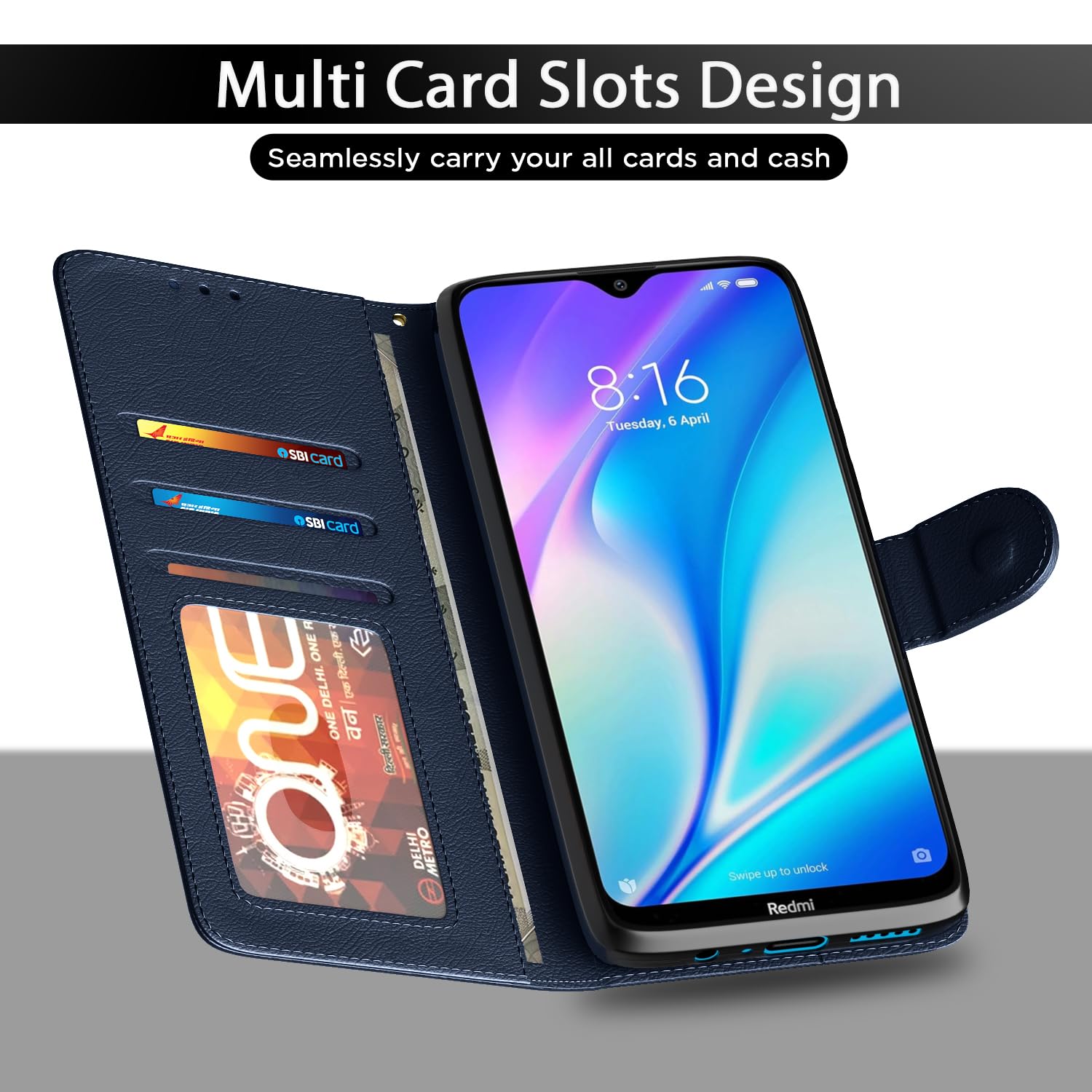 Pikkme Redmi 8A Wallet blue mobile flip cover – photo 5