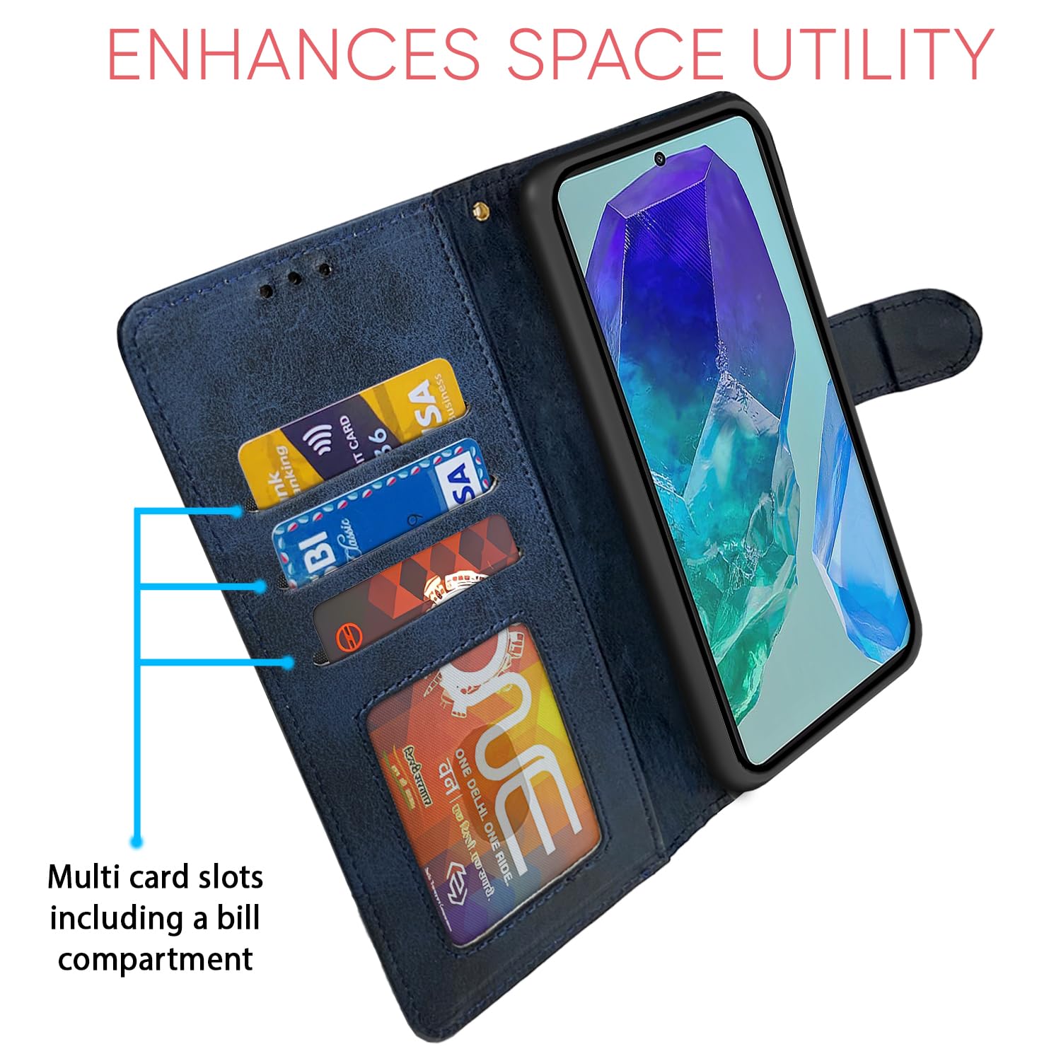 Navy & light blue Magnetic flip case for Samsung M55/M55s/F55 5G – Pikkme – photo 4