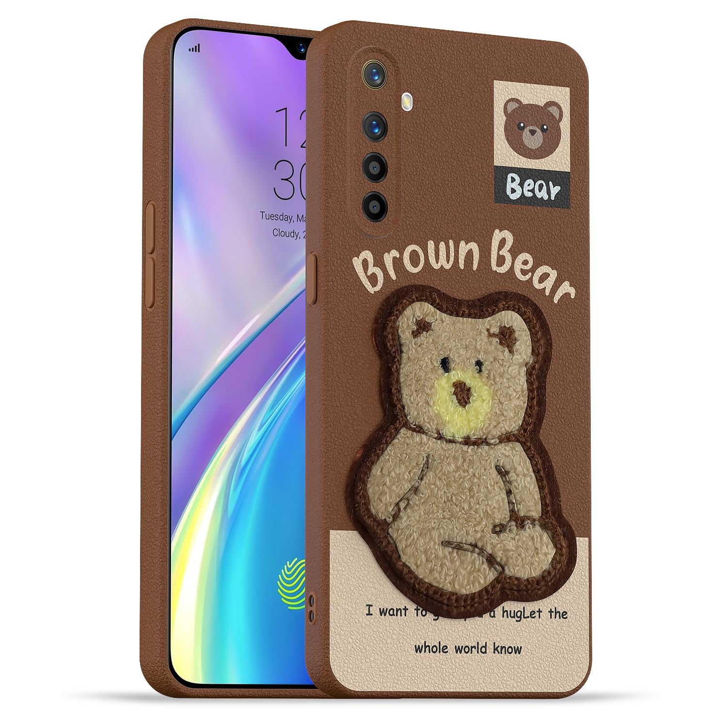 Realme XT Plush Patch mobile back cover in brown by Pikkme