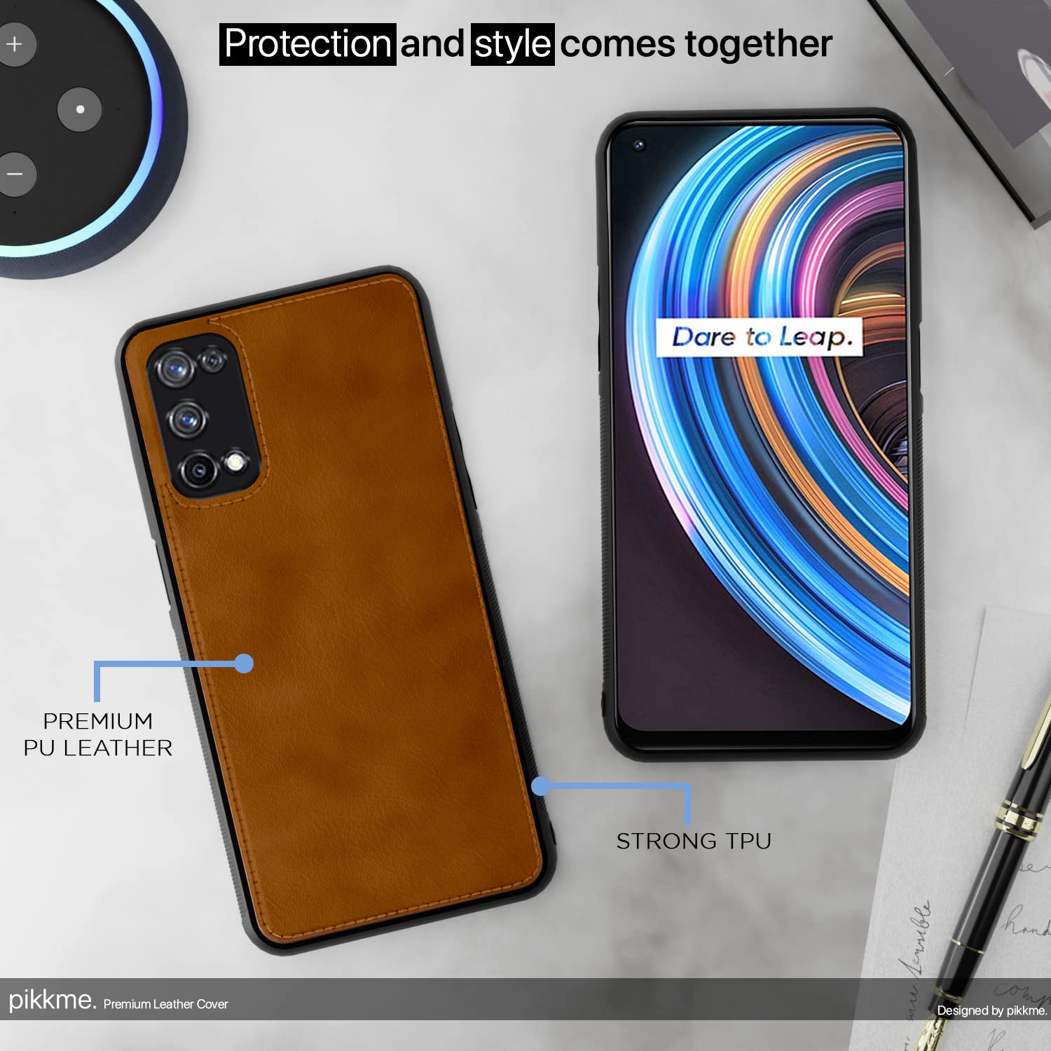Pikkme brown Leather mobile back cover for Realme X7 5G – photo 5