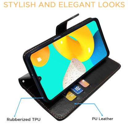 Black & brown Magnetic wallet flip cover for Samsung M32 4G/M32 Prime/F22 4G – Pikkme – photo 5