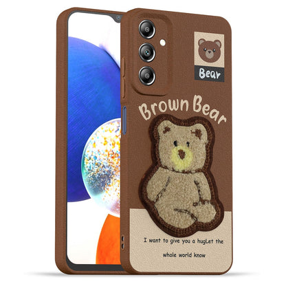 Pikkme brown Plush Patch phone cover for Samsung A14 4G/A14 5G