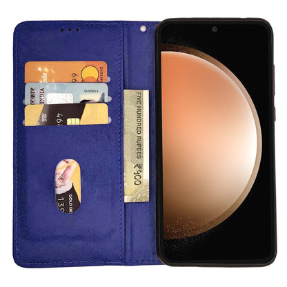 Pikkme Samsung Galaxy S23 FE 5G Premium Leather Magnetic Flip Cover (Blue)