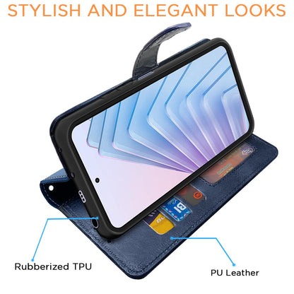 Pikkme Redmi Note 14 5G Magnetic navy & light blue wallet flip cover – photo 3
