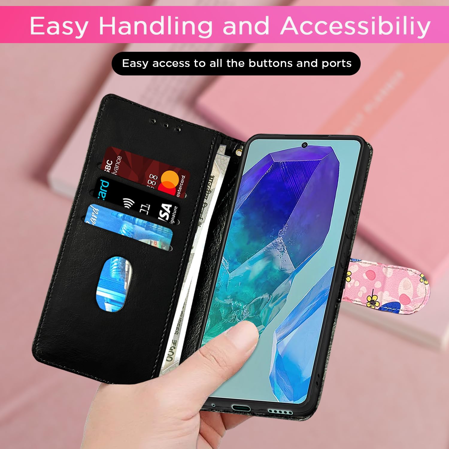 Samsung M55/M55s/F55 5G mobile flip cover in pink flower by Pikkme – photo 7