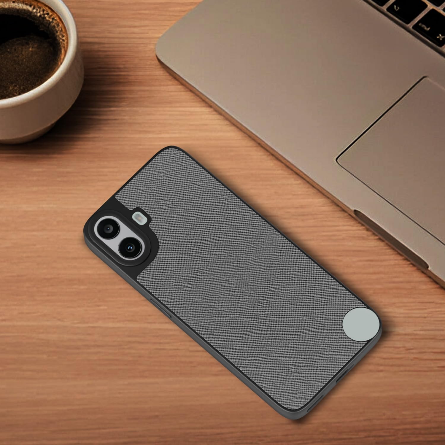 Pikkme CMF by Nothing Phone 1 Indian Leather Back Cover (Grey)