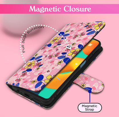Pink flower wallet flip cover for Samsung M32 4G/M32 Prime/F22 4G – Pikkme – photo 3