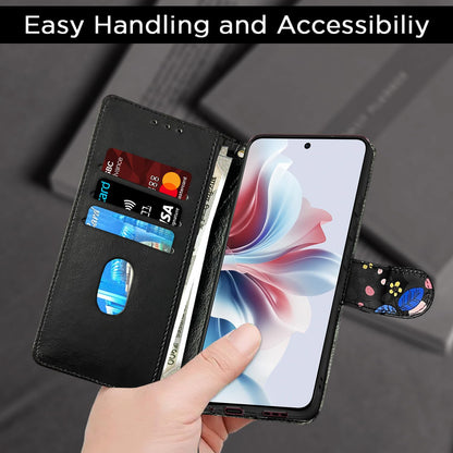 Pikkme black flower Wallet mobile flip cover for OPPO F25 Pro 5G – photo 4