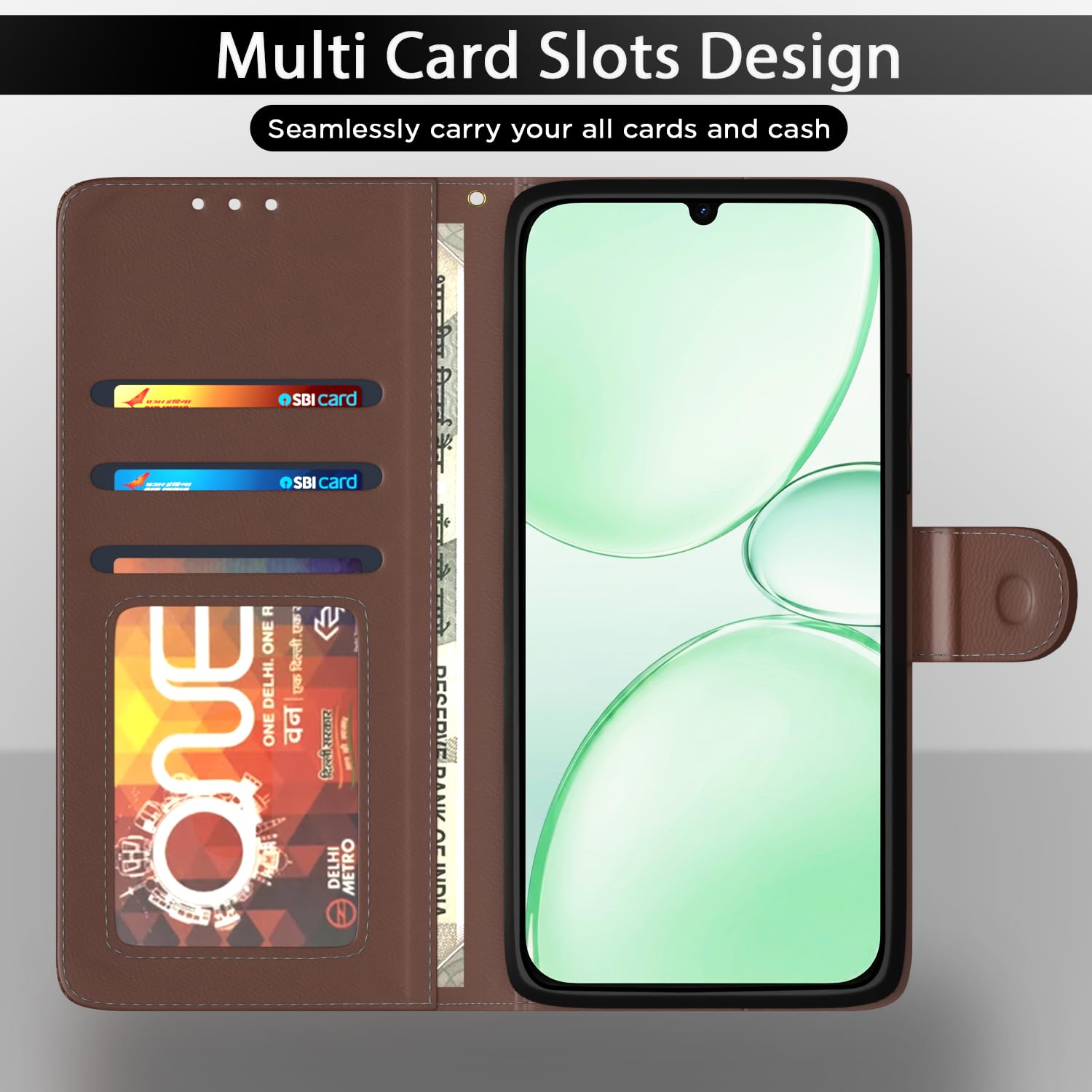 Pikkme tan mobile flip cover for Realme P4 Lite/C83 5G – photo 5