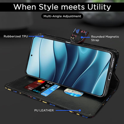 Black flower Wallet flip cover for Redmi Note 14 5G – Pikkme – photo 5