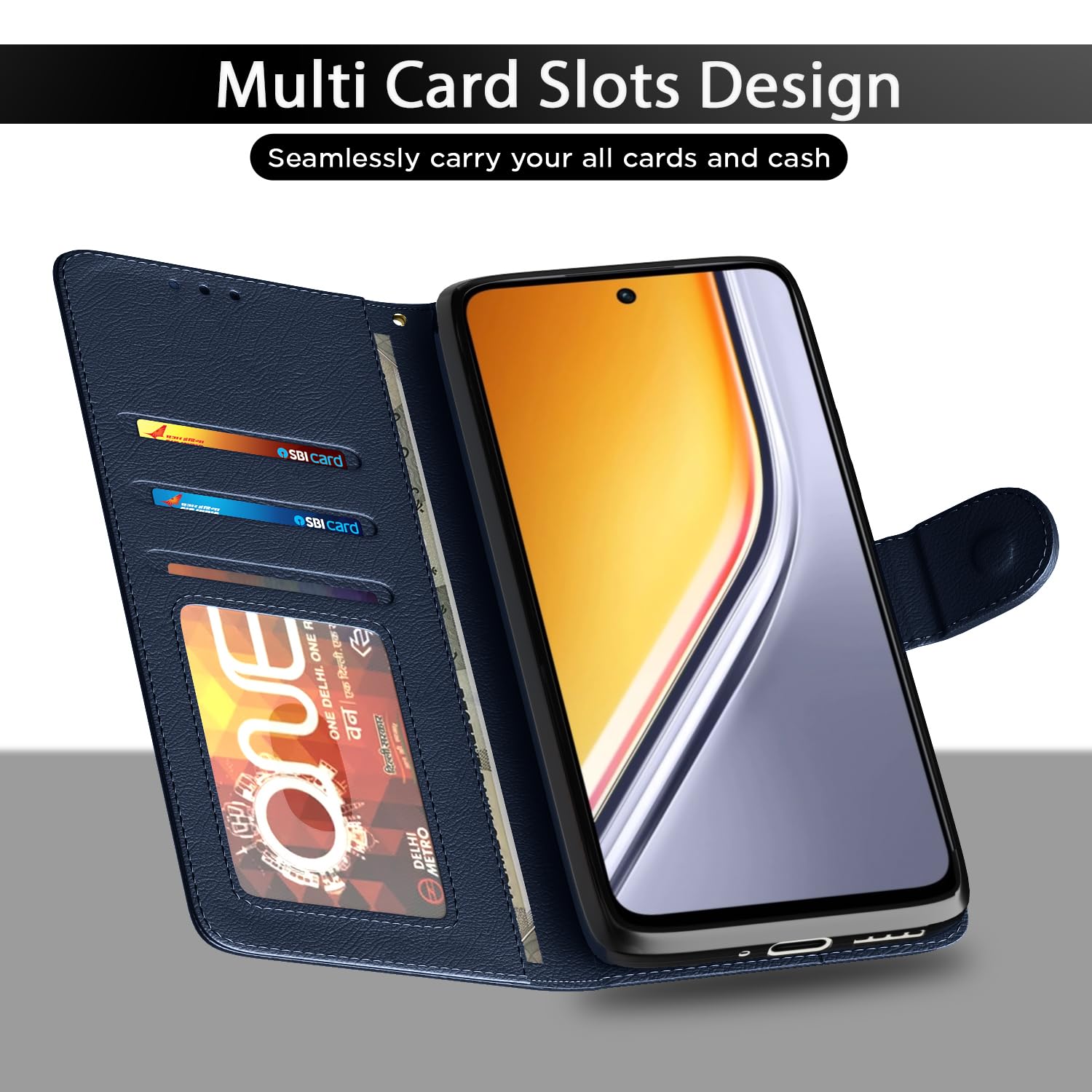 Pikkme Realme Narzo 80x/P3x/14X 5G Wallet blue mobile flip cover – photo 5