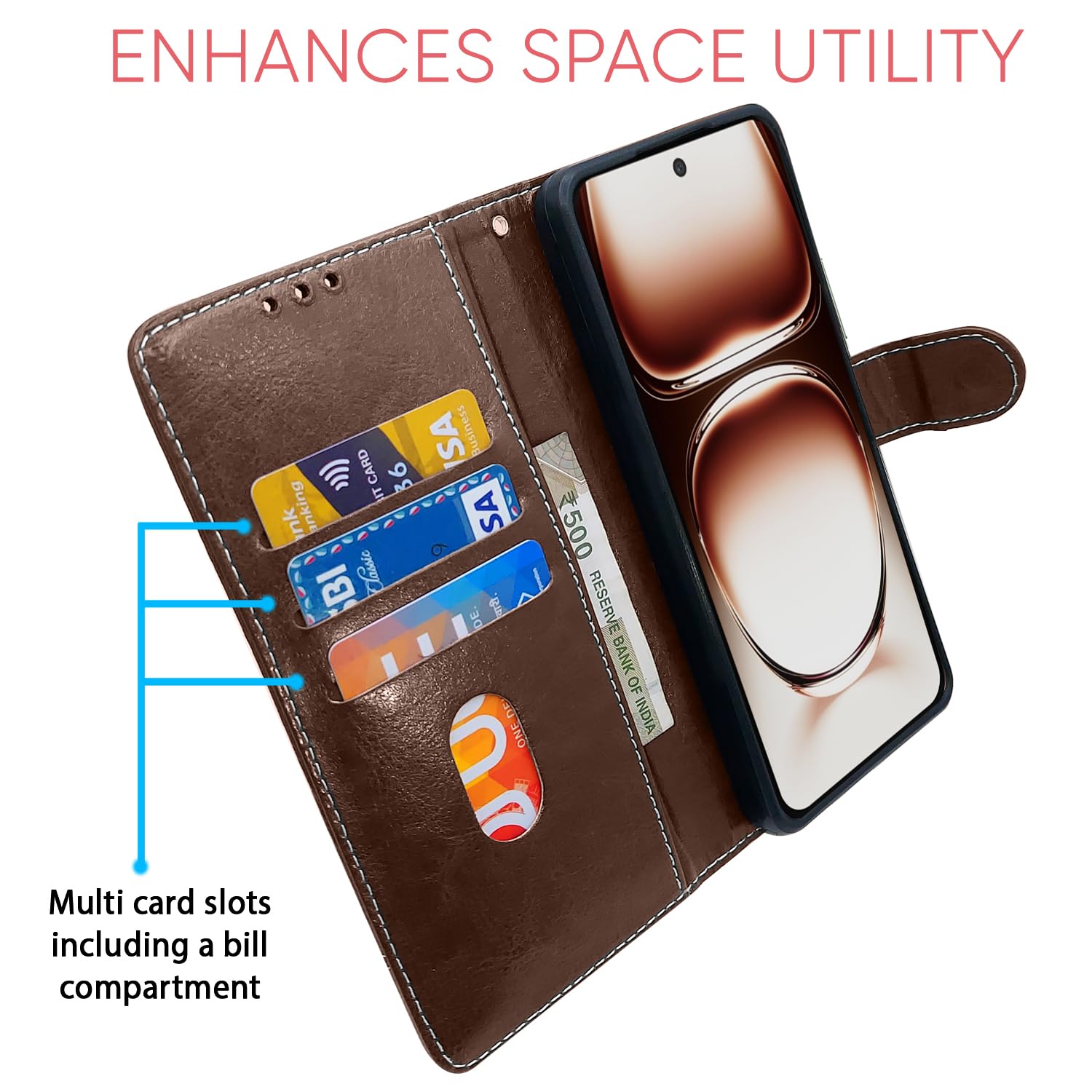 Brown & coffee Magnetic flip case for Oppo Reno 12 5G – Pikkme – photo 4