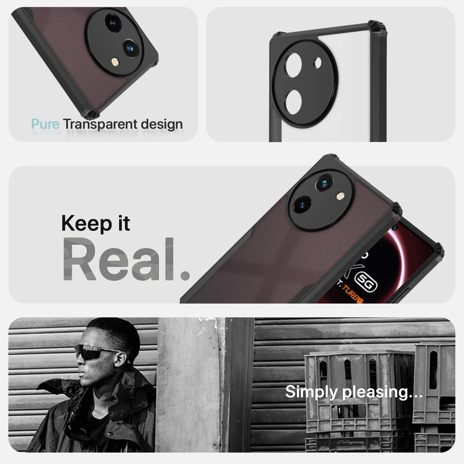 Black Clear mobile back cover for Vivo T3x/Y200i 5G – Pikkme – photo 4