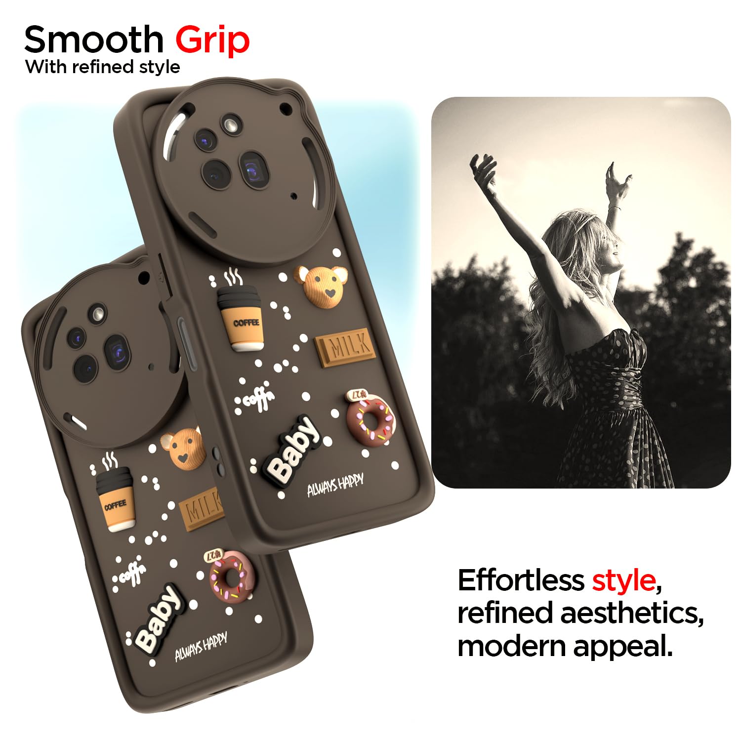 Pikkme Nothing Phone 3a Pro 5G/3D Silicone brown back cover – photo 2