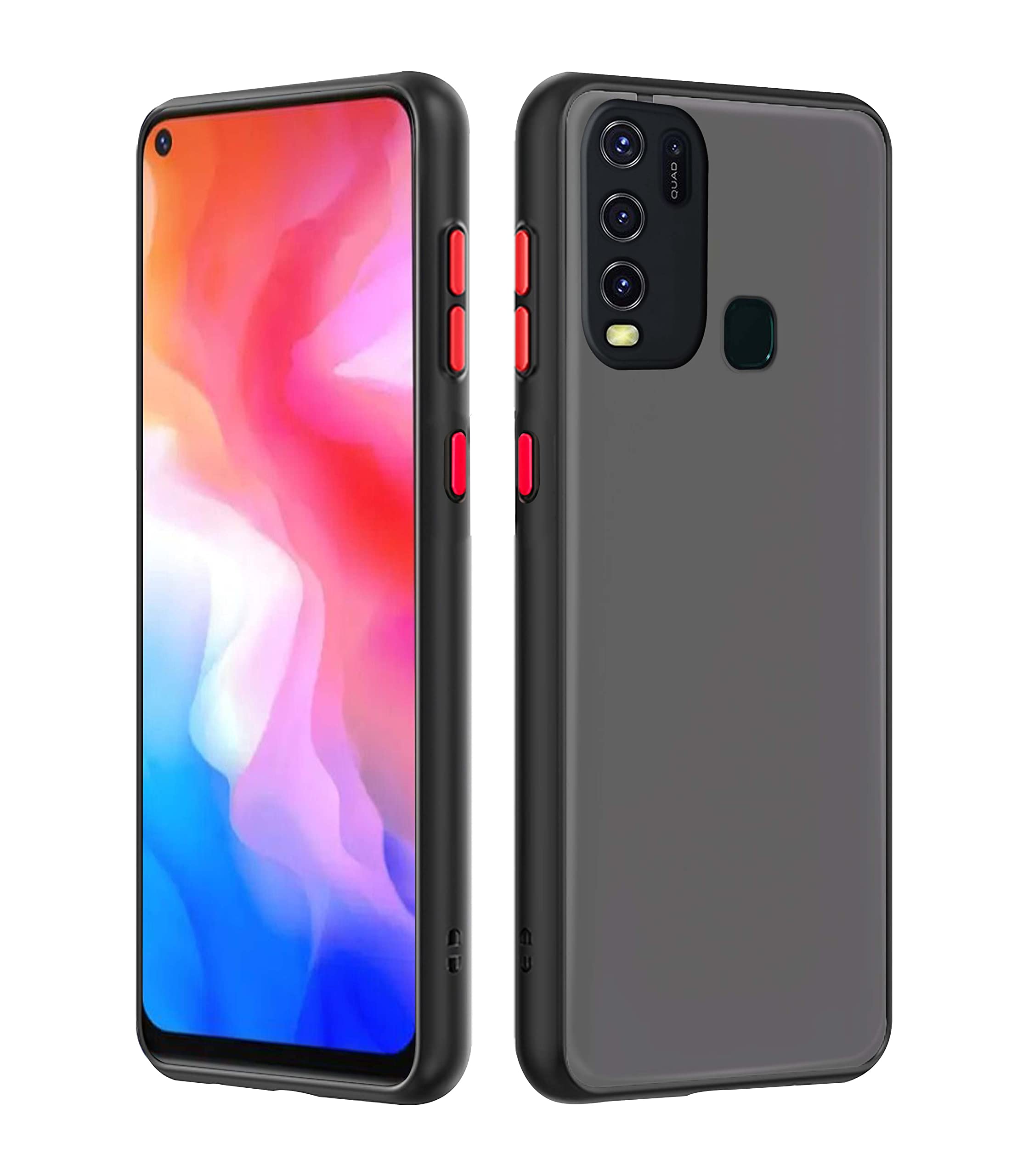 Pikkme black back cover for Vivo Y30/Y50