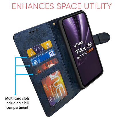 Vivo T4x/iQOO Z10x/Y31 Pro 5G Magnetic flip cover in navy & light blue by Pikkme – photo 5