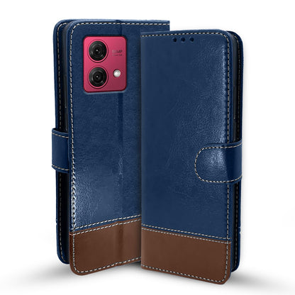 Blue & brown flip case for Moto G84 5G – Pikkme
