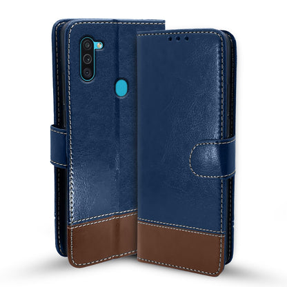 Pikkme Samsung M11 blue & brown mobile flip cover