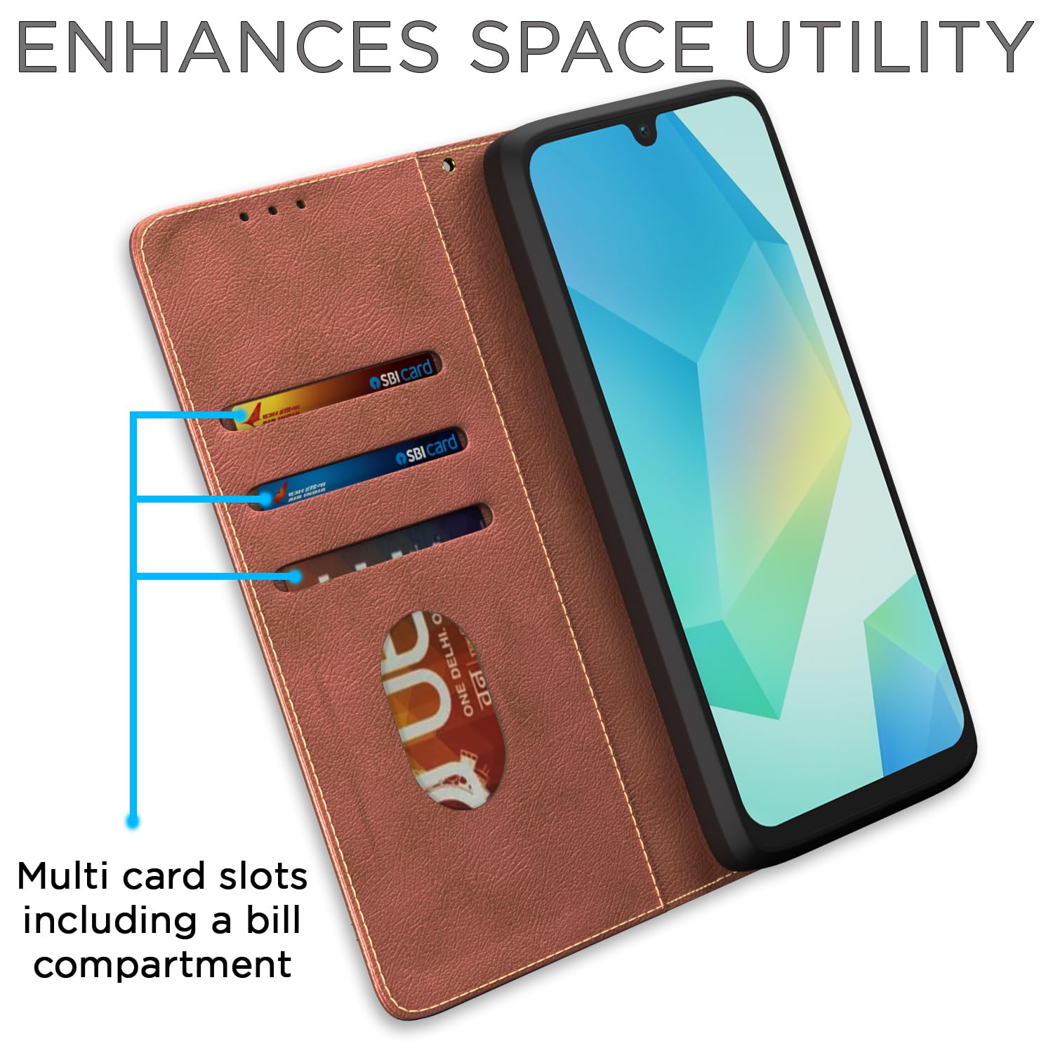 Pikkme Samsung Galaxy A16 5G Premium Magnet Flip Cover (Brown)