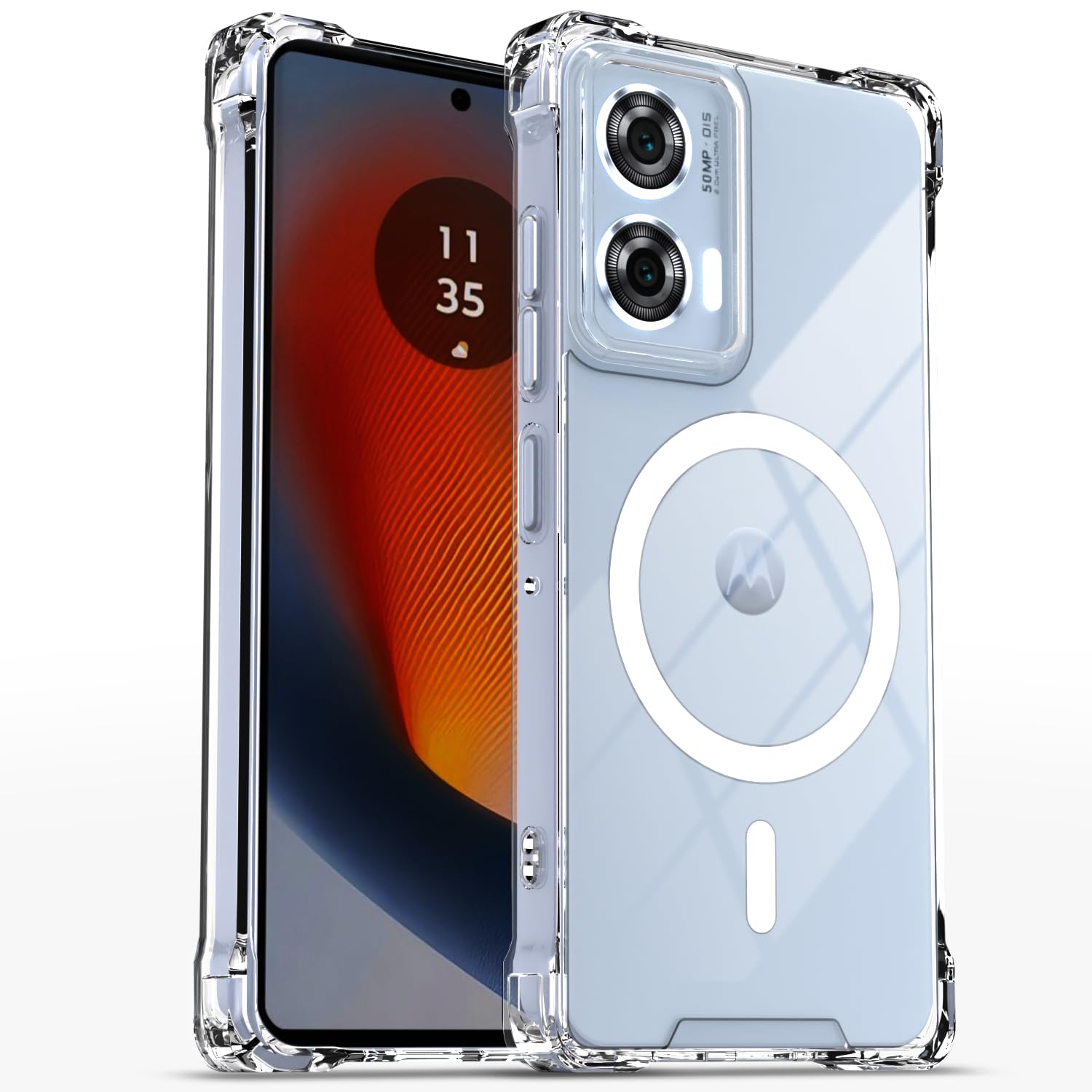 Pikkme Motorola Moto Edge 50 Fusion 5G Mag-Safe Shockproof PC + TPU Back Cover (Transparent)