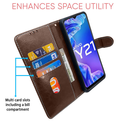 Vivo Y21 2021/Y33s Magnetic mobile flip cover in brown & coffee by Pikkme – photo 3