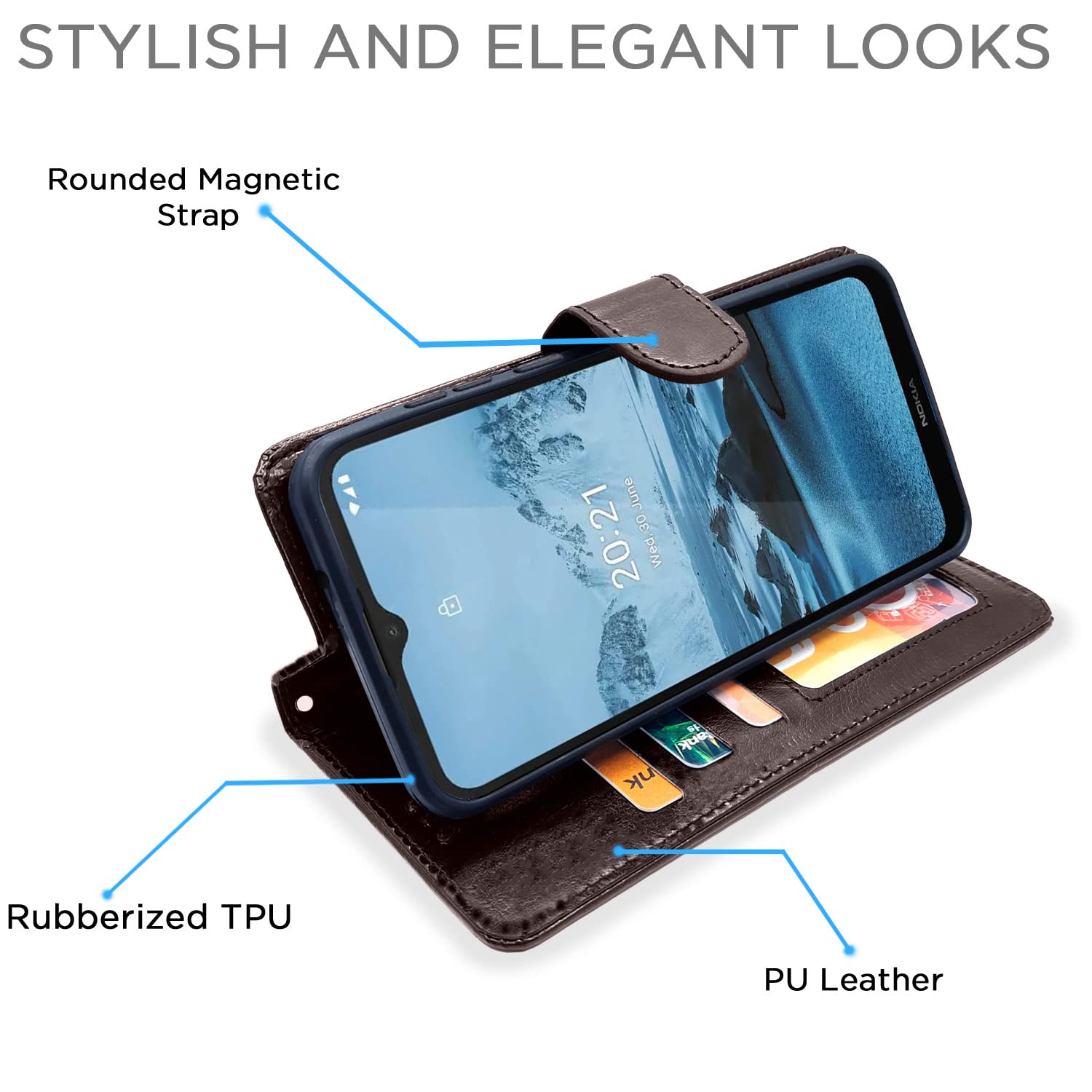 Pikkme Nokia C20 Plus Vintage Flip Cover (Coffee)
