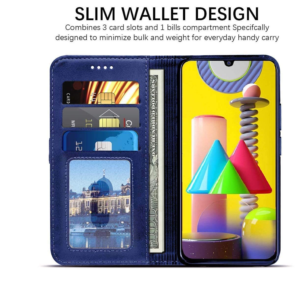 Pikkme Samsung Galaxy M31 / F41 / M31 Prime Magnetic Flip Cover (Blue)