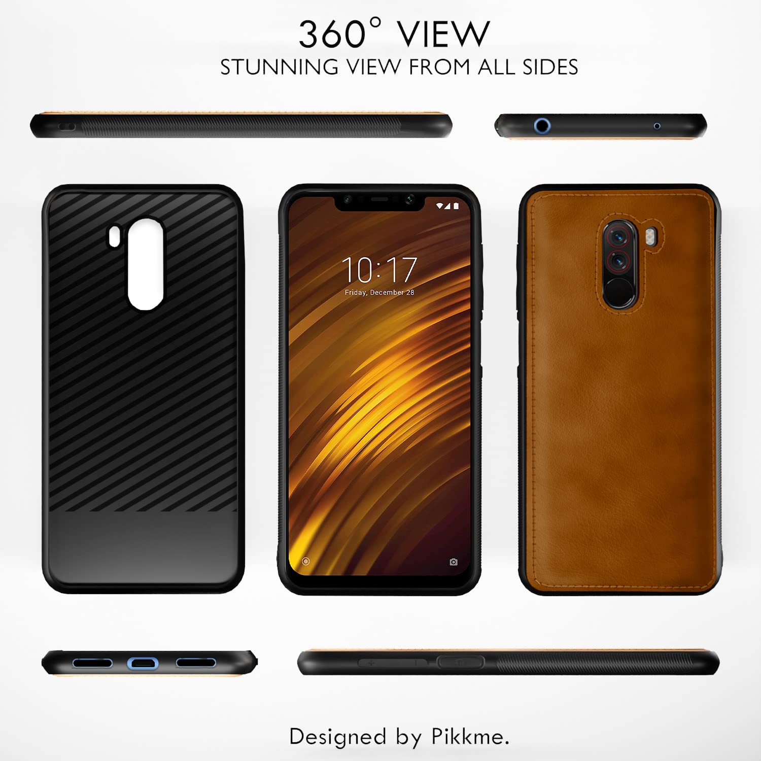 Poco F1 Leather back cover in brown by Pikkme – photo 2