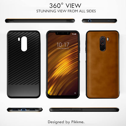 Poco F1 Leather back cover in brown by Pikkme – photo 2