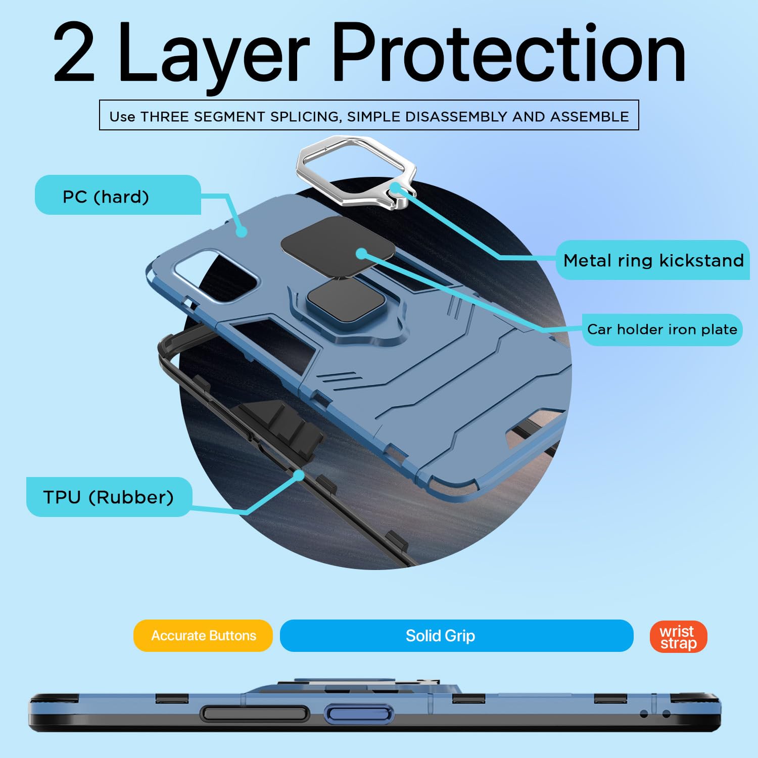 Pikkme Samsung Galaxy M31s D5 Tough Armor Back Cover | Blue