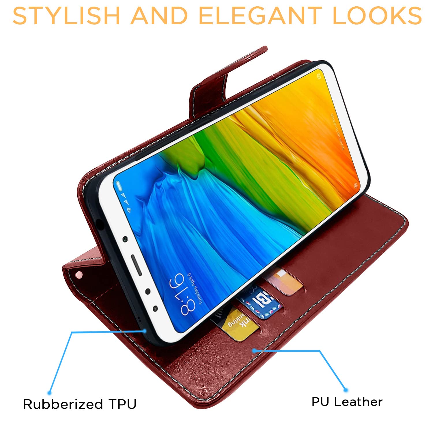Brown & coffee wallet flip cover for Redmi Note 5 – Pikkme – photo 5