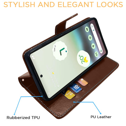 Pikkme Google Pixel 6a Magnetic brown & coffee mobile flip cover – photo 5
